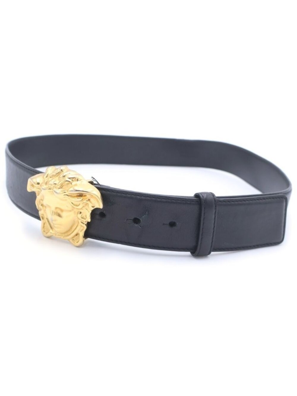Versace Medusa Buckle Leather Belt Black